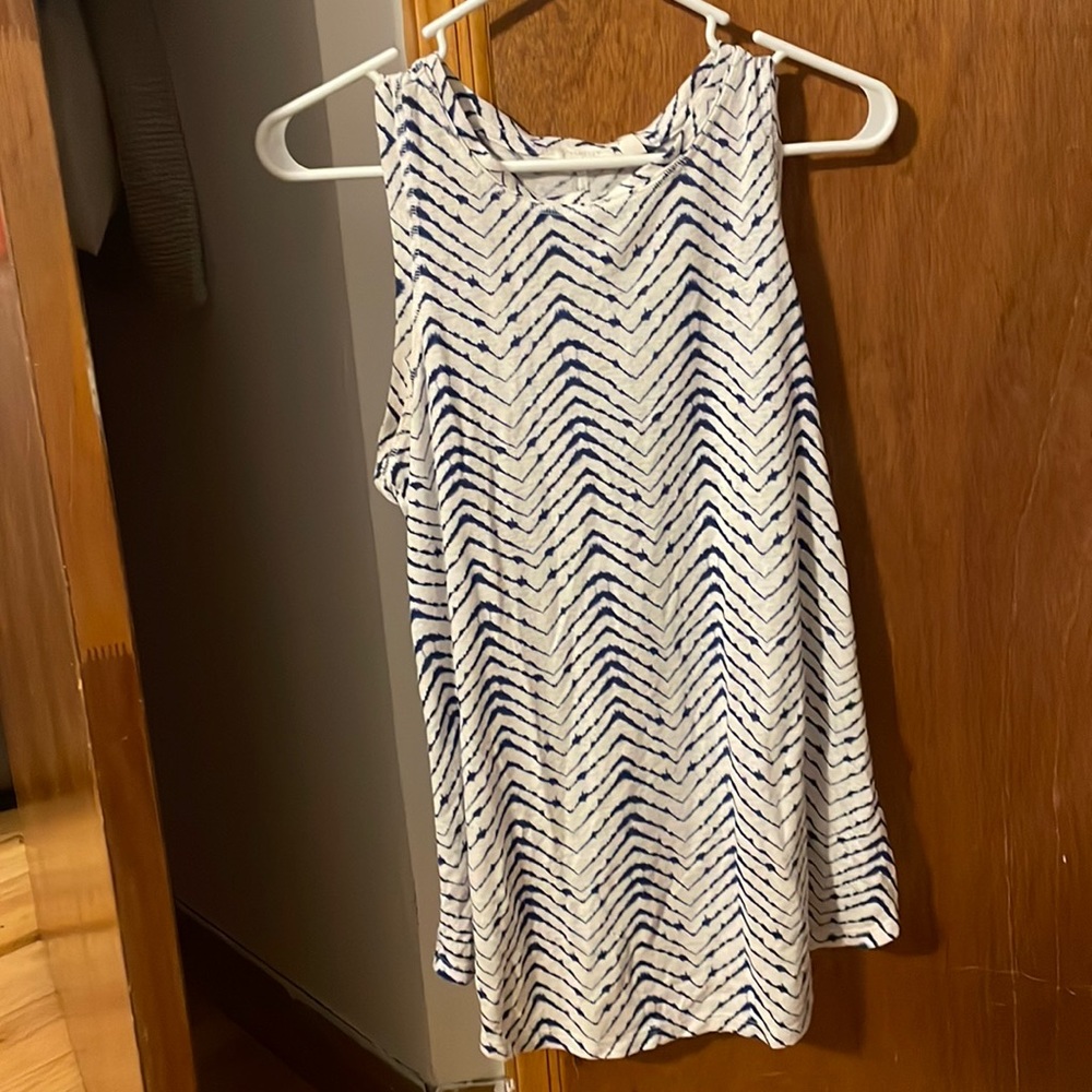 Athleta, white blue tank top, M, worn, no stains